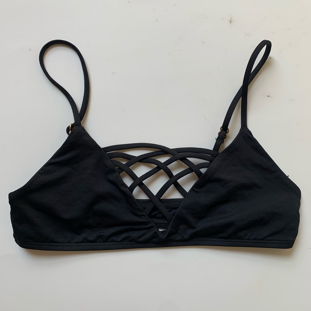Missguided criss cross black bikini top